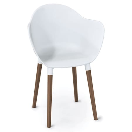 Officesource Allure Collection Plastic Bucket Chair with Light Wood Legs 04AL2AMGPWLWHWH